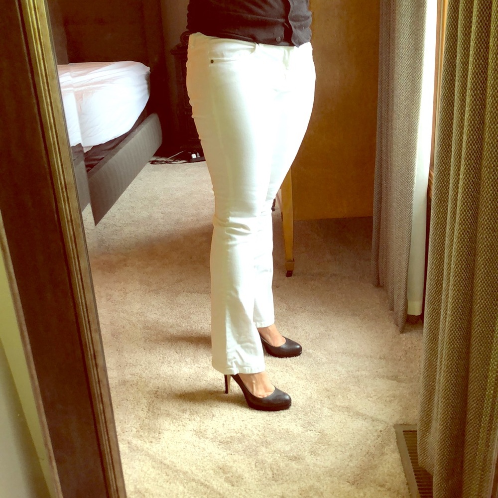 Cabi bootcut white jeans